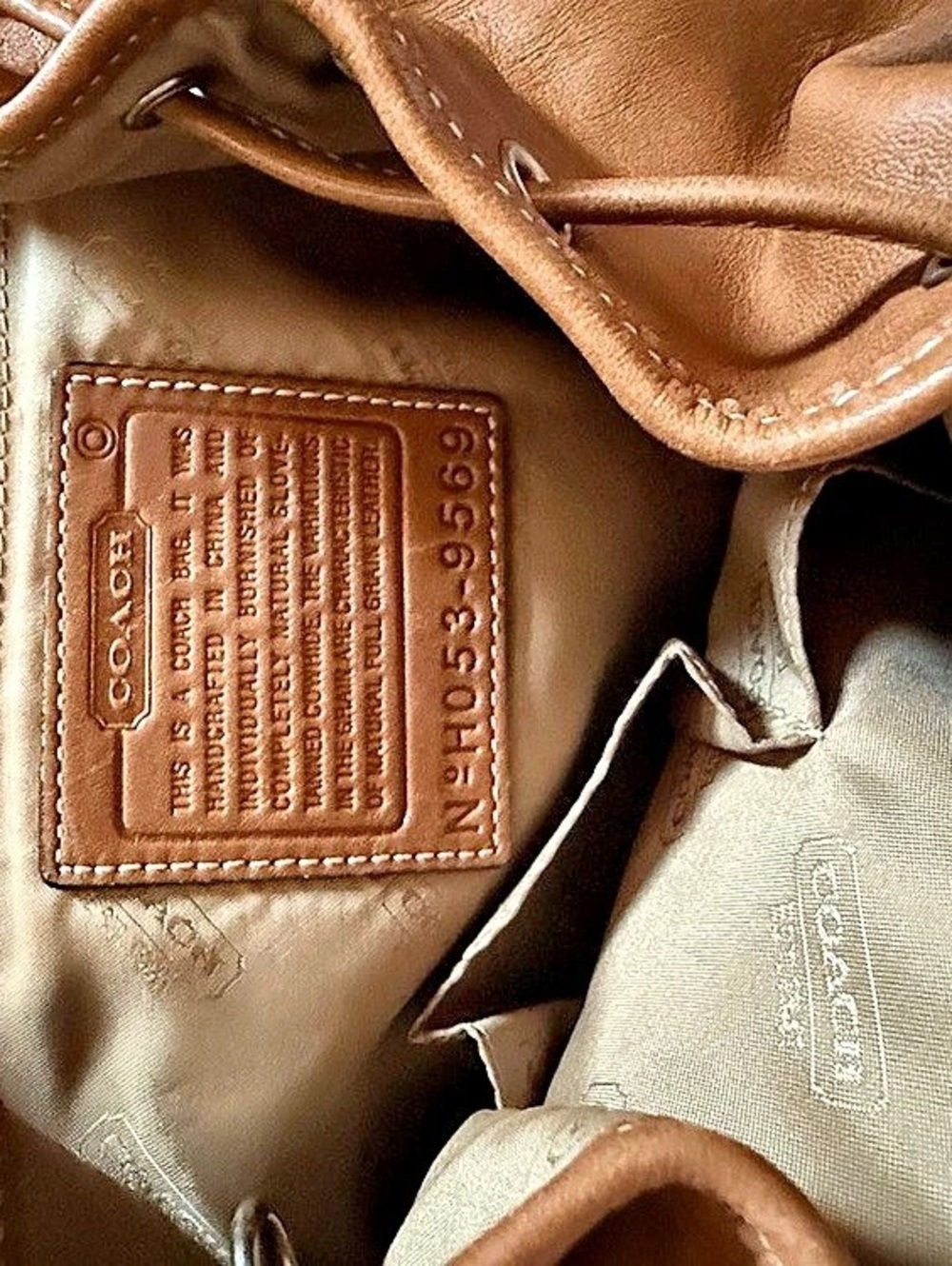 Coach Legacy Drawstring Backpack Leather Brown - Picture 3 of 10